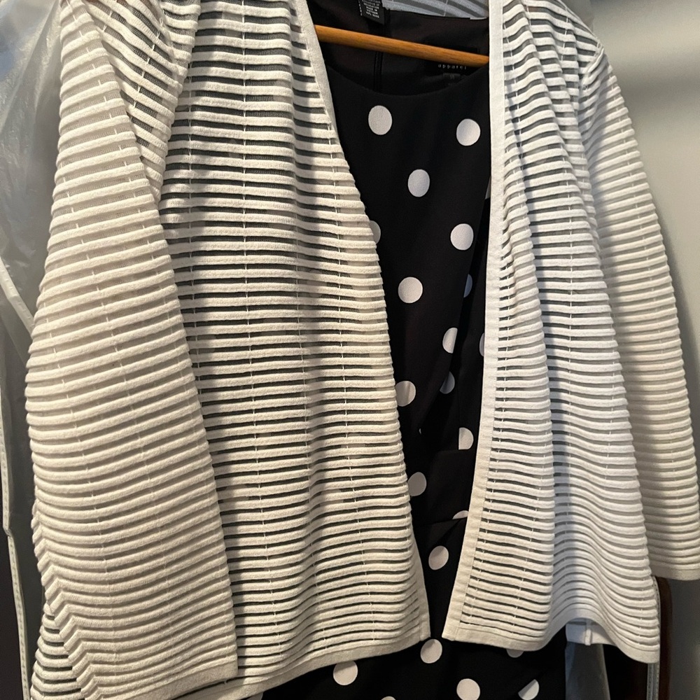 Alfani Women's White and Black Striped Cardigan with dress